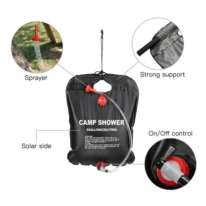5 Gallons Portable Solar Camping Shower Bag