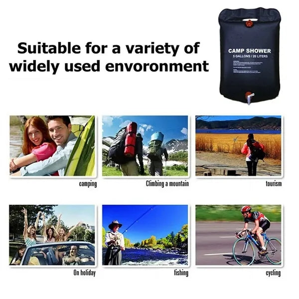 5 Gallons Portable Solar Camping Shower Bag