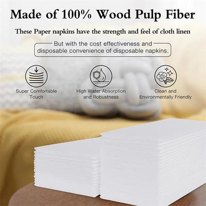 50-Pack Dinner Napkins with Built-in Flatware Pocket