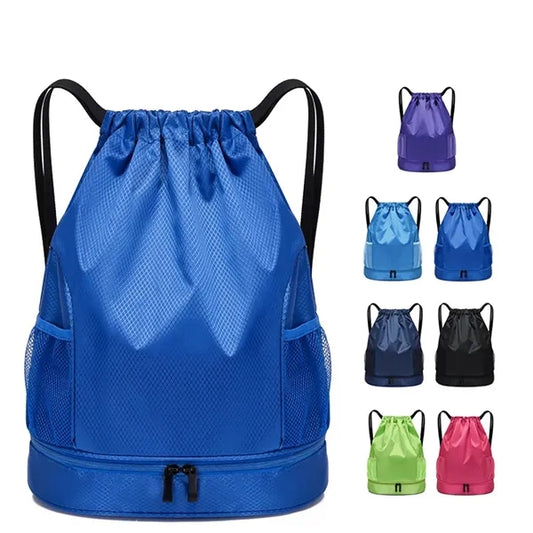 Dry Wet Separation Sports Drawstring Backpack Shoes Pocket