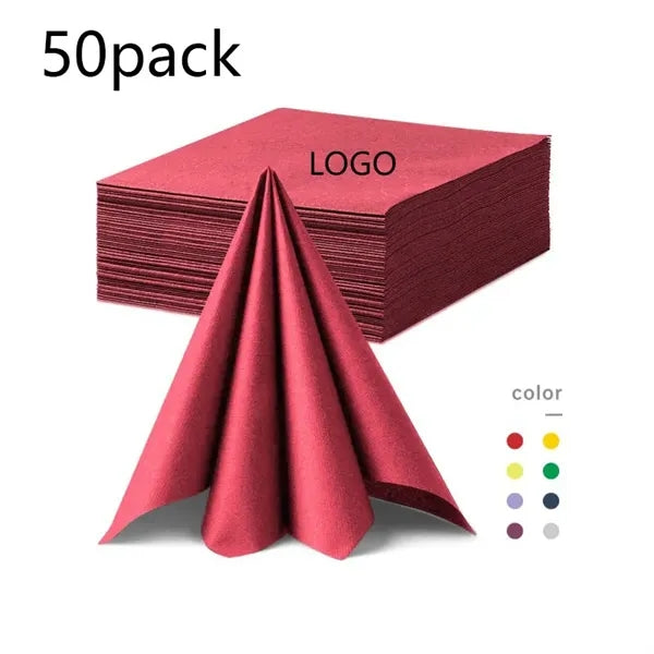 50 Pack Linen-Feel Disposable Dinner Napkins 16 x 16 Inch