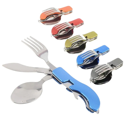 Stainless Steel Folding Knife, Fork And Spoon
