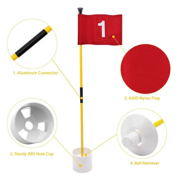 Golf Pin Flag Hole Cup Set