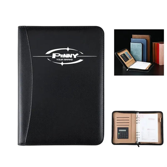 A5 Zippered Business Portfolio Notebook Bag with Calculator