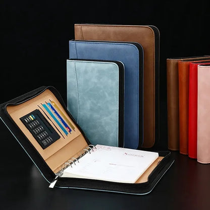 A5 Zippered Business Portfolio Notebook Bag with Calculator