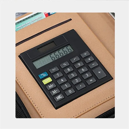 A5 Zippered Business Portfolio Notebook Bag with Calculator