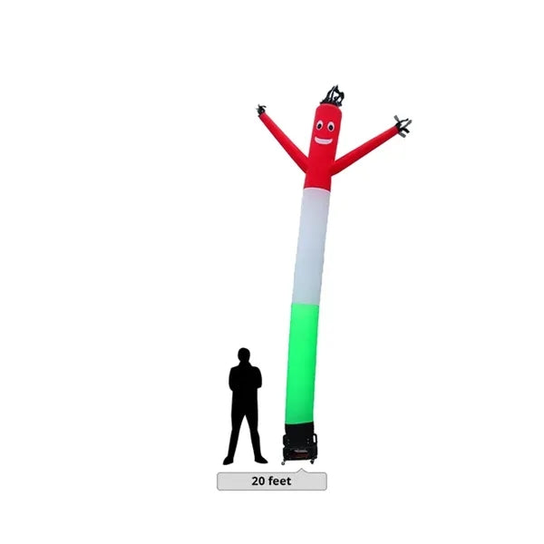 Red White Green Inflatable Tube Man - 20ft with Blower.