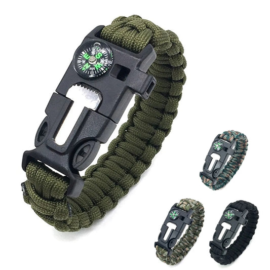 5in1 Scraper Whistle Compass Fire Starter Survival Bracelet