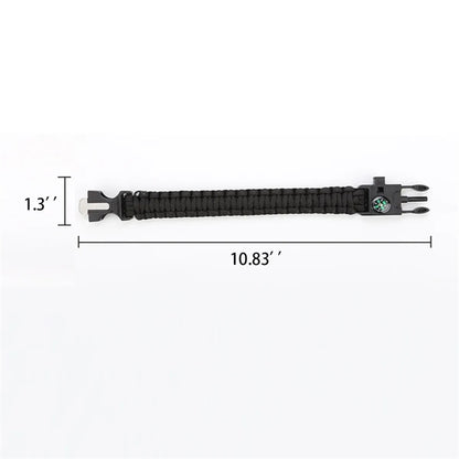 5in1 Scraper Whistle Compass Fire Starter Survival Bracelet