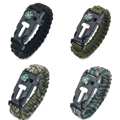5in1 Scraper Whistle Compass Fire Starter Survival Bracelet