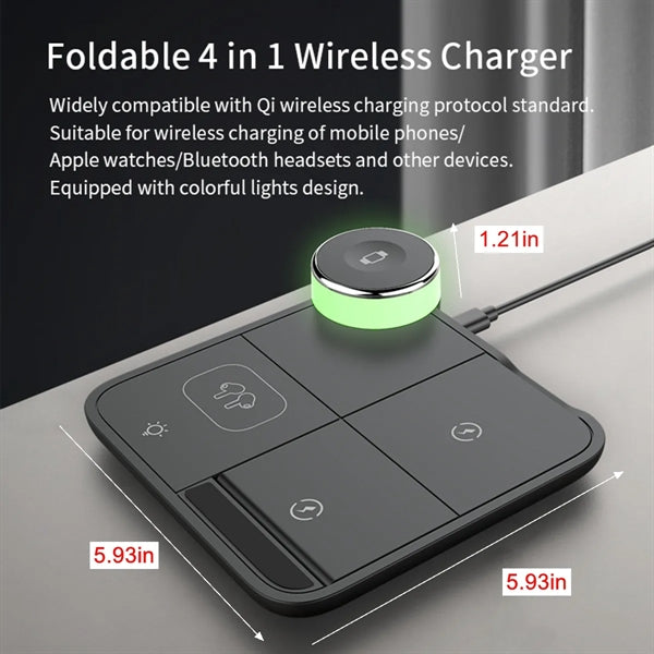 4 in 1 LED Wireless Charger Phone Stand Holder for Travel