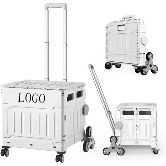 Foldable Utility Cart Trolley with Climbing Wheels 75L
