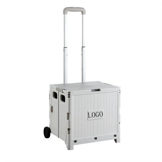 Foldable Utility Cart Trolley with Cover 2 Wheels 45L
