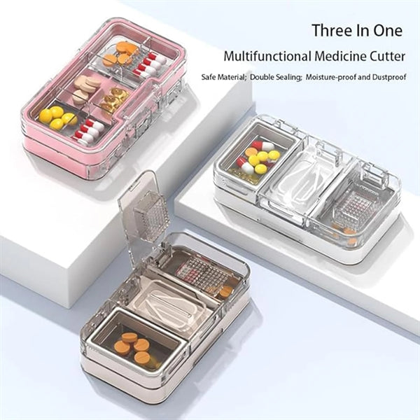 Pill Cutter Crusher Storage Box Medicine Case