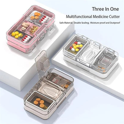 Pill Cutter Crusher Storage Box Medicine Case