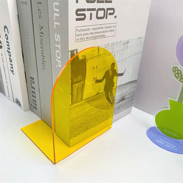 Acrylic Bookends For Shelves Plastic Book Stand 2 Pcs