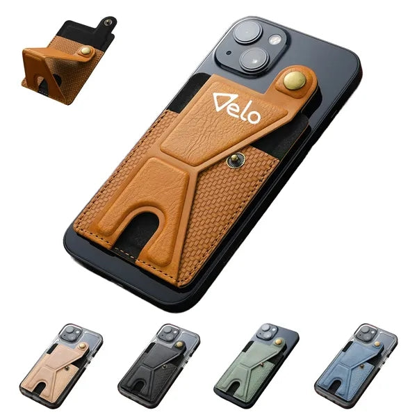 Magnetic Leather Phone Card Holder Grip Case