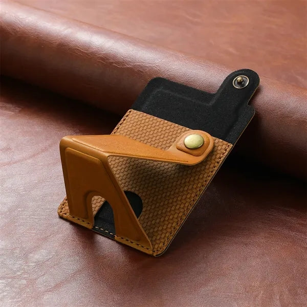 Magnetic Leather Phone Card Holder Grip Case