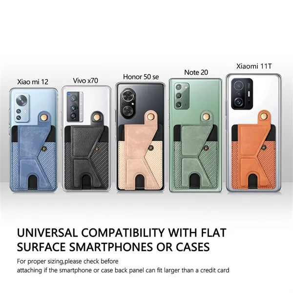 Magnetic Leather Phone Card Holder Grip Case