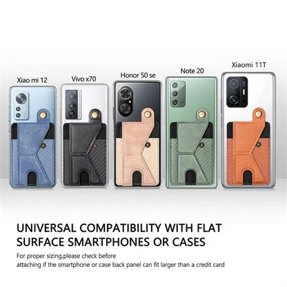 Magnetic Leather Phone Card Holder Grip Case