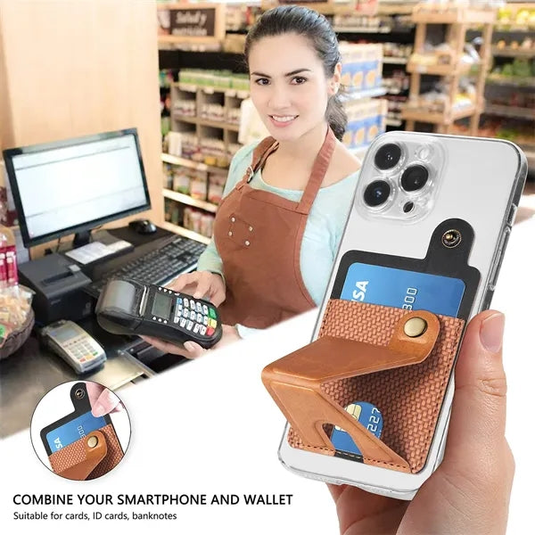 Magnetic Leather Phone Card Holder Grip Case