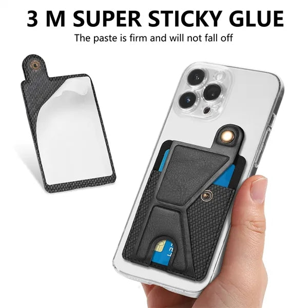 Magnetic Leather Phone Card Holder Grip Case