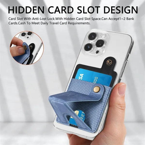 Magnetic Leather Phone Card Holder Grip Case