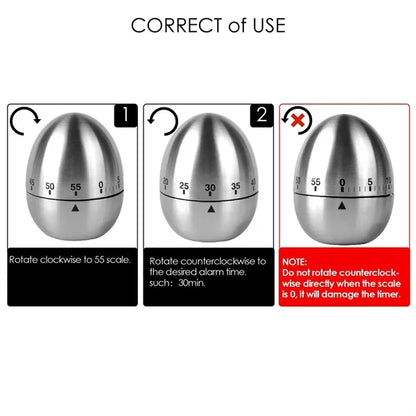 Stainless Steel Mechanical Rotating Egg Kitchen Timer