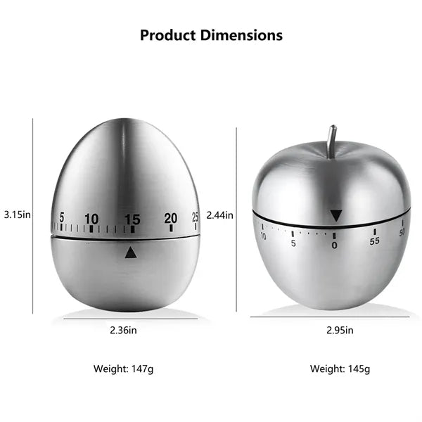 Stainless Steel Mechanical Rotating Egg Kitchen Timer