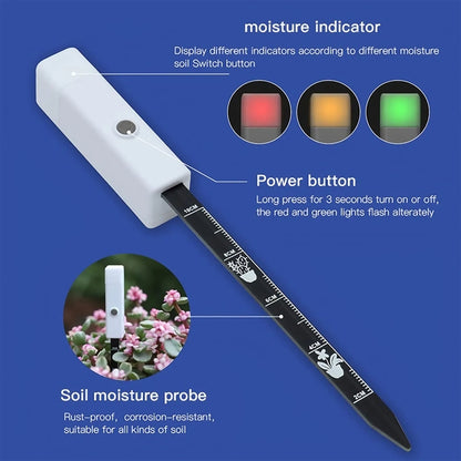 Soil Moisture Meter Probe with 3 Colorful Indicate Light