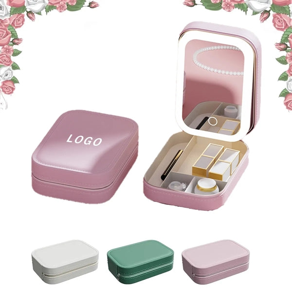 Makeup Storage Box With Light-Filling Mirror