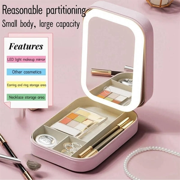 Makeup Storage Box With Light-Filling Mirror