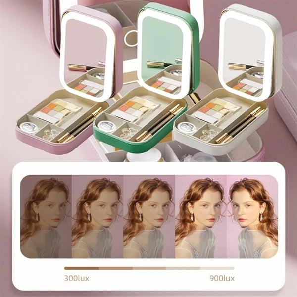 Makeup Storage Box With Light-Filling Mirror