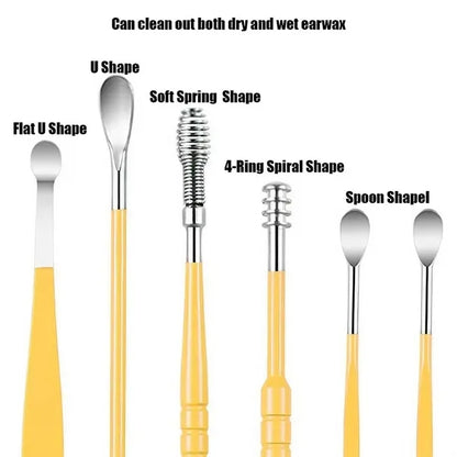 6 Pcs Ear Pick Earwax Removal Kit Cleansing Tool Set