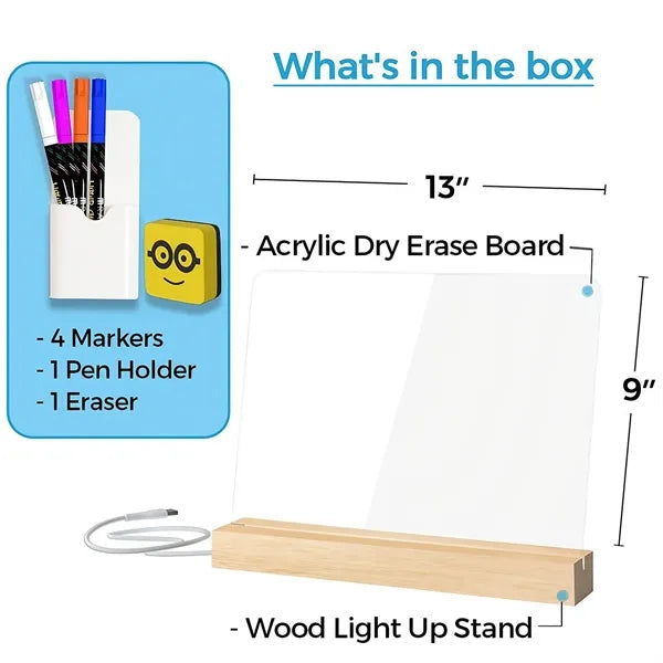 Acrylic Dry Erase Board with Light Up Stand