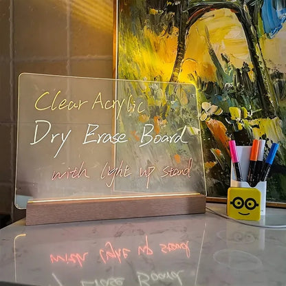 Acrylic Dry Erase Board with Light Up Stand