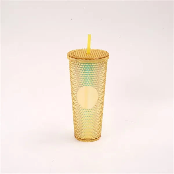 24oz Iridescent Tumbler Cup Double Wall With Lid and Straw
