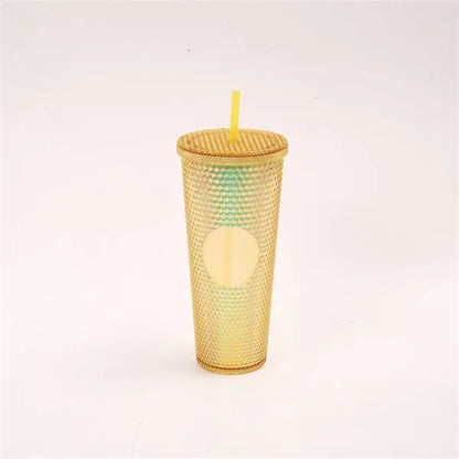 24oz Iridescent Tumbler Cup Double Wall With Lid and Straw
