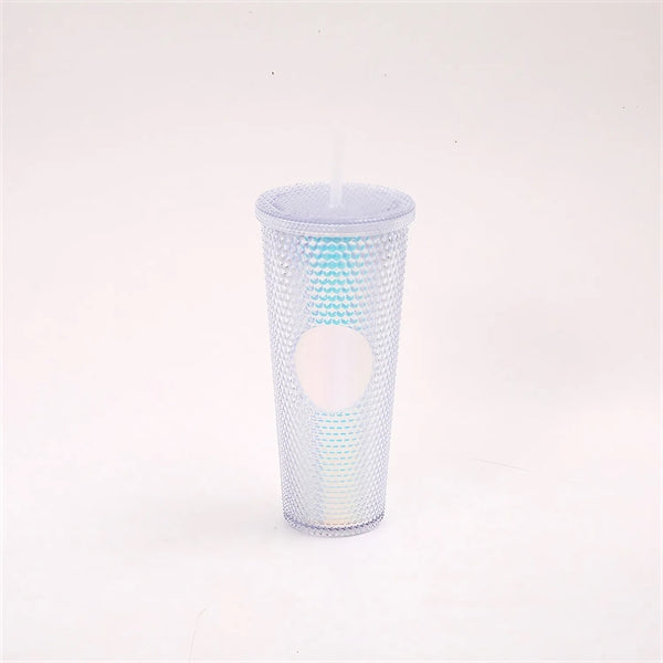 24oz Iridescent Tumbler Cup Double Wall With Lid and Straw