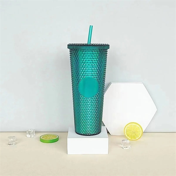 24oz Iridescent Tumbler Cup Double Wall With Lid and Straw