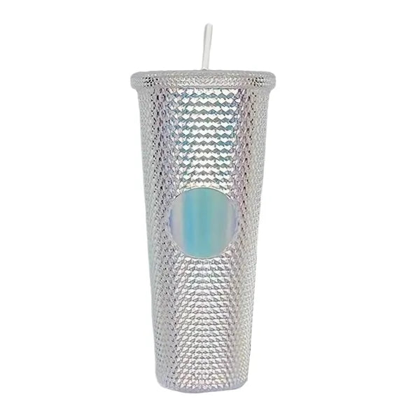 24oz Iridescent Tumbler Cup Double Wall With Lid and Straw