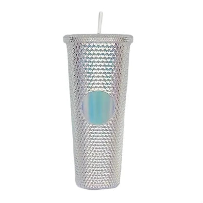 24oz Iridescent Tumbler Cup Double Wall With Lid and Straw
