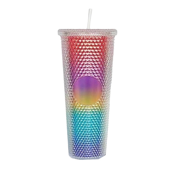 24oz Iridescent Tumbler Cup Double Wall With Lid and Straw