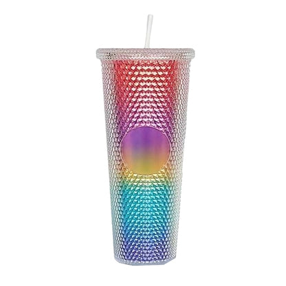 24oz Iridescent Tumbler Cup Double Wall With Lid and Straw