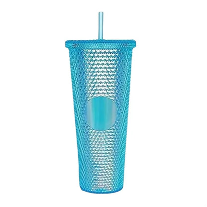 24oz Iridescent Tumbler Cup Double Wall With Lid and Straw