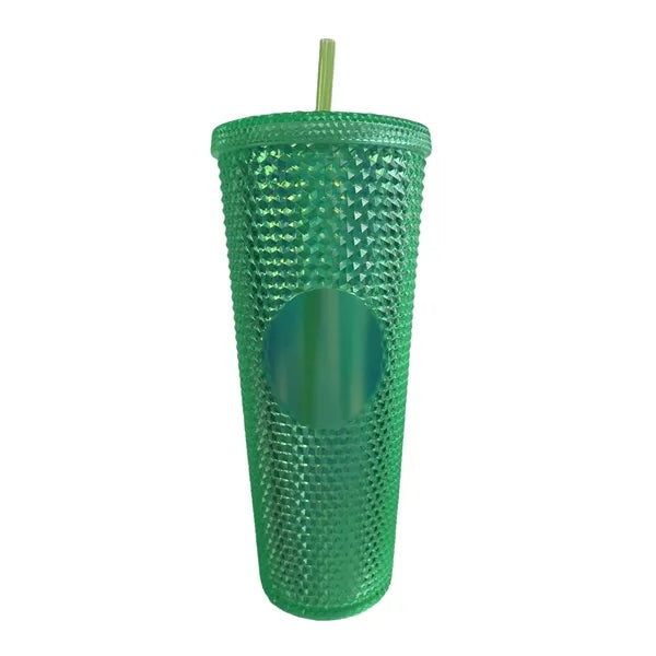 24oz Iridescent Tumbler Cup Double Wall With Lid and Straw