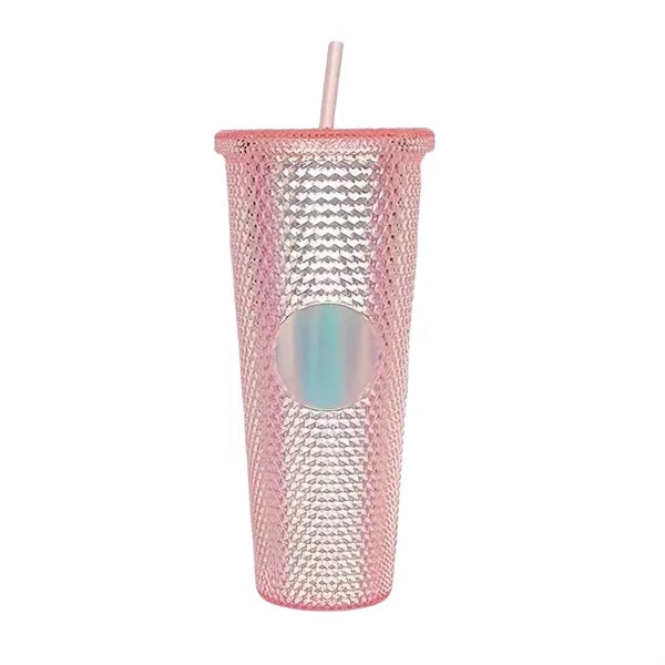 24oz Iridescent Tumbler Cup Double Wall With Lid and Straw