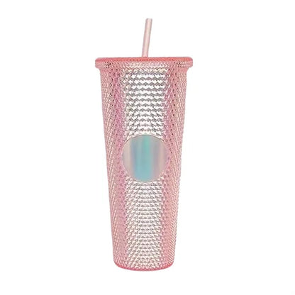 24oz Iridescent Tumbler Cup Double Wall With Lid and Straw