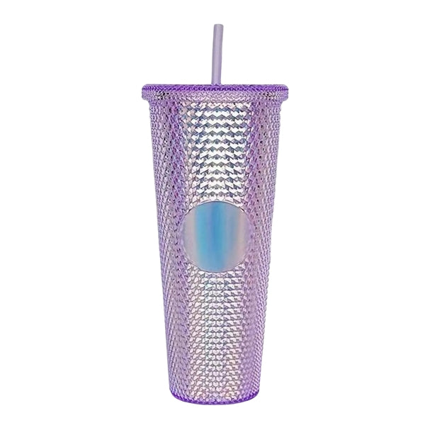 24oz Iridescent Tumbler Cup Double Wall With Lid and Straw