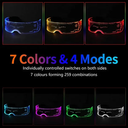 LED Light Up Glasses with 7 Colors and 4 Modes